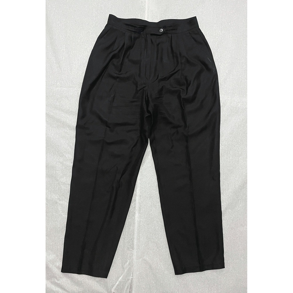 Vintage Zanella Black Mens Trouser Pleated Front Silk Pants 28